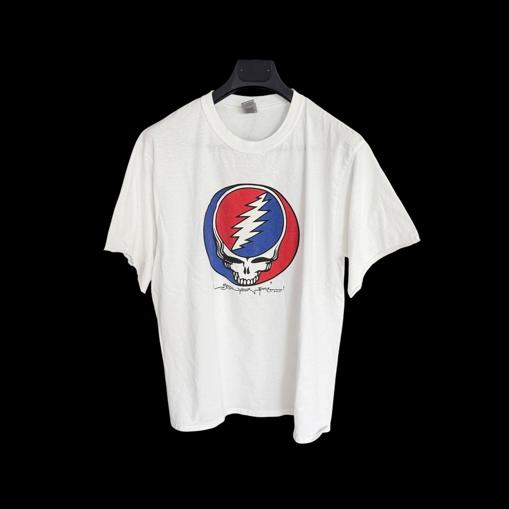 Grateful Dead Steal Your Face Graphic T-Shirt White Large 2 Sided